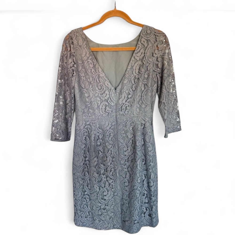 NWT J.Crew Natalia Grey Leavers Lace Dress Size 6-Stunning Lined V Neck Cocktail - Picture 12 of 16